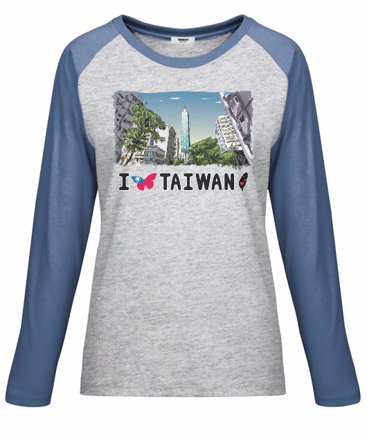 女-拉克蘭長袖圓領T-我愛台灣 i Taiwan