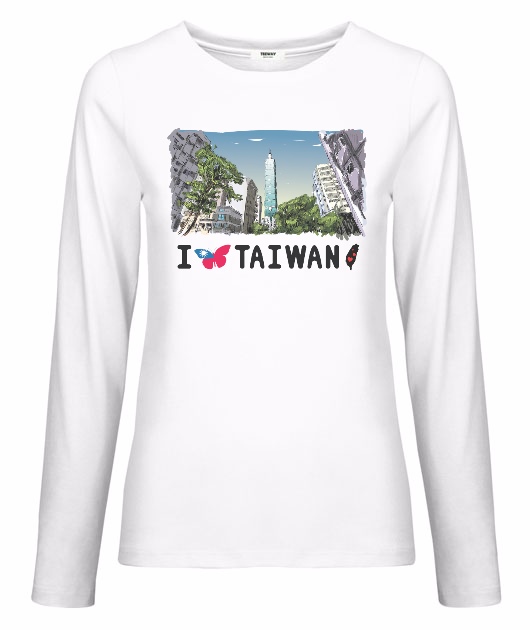 女-長袖圓領T-我愛台灣 i Taiwan