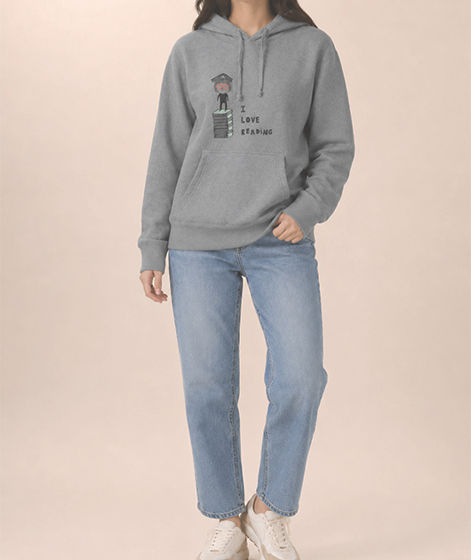 女-刷毛連帽Tee-愛閱讀