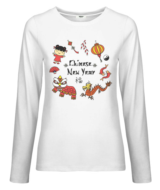 女-長袖圓領T-熱鬧新年