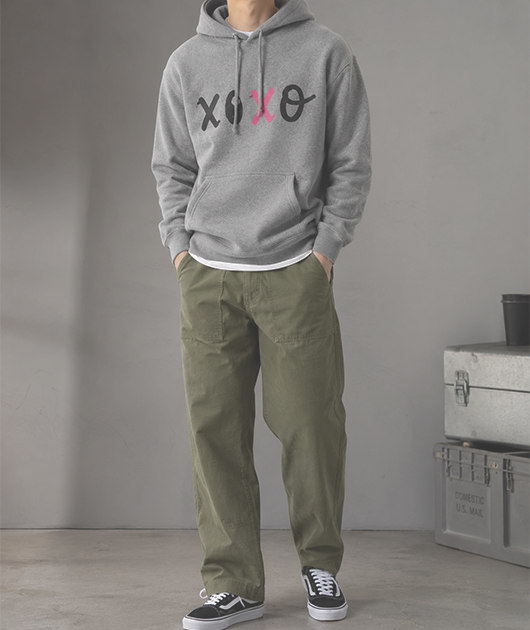 男-刷毛連帽Tee-XOXO