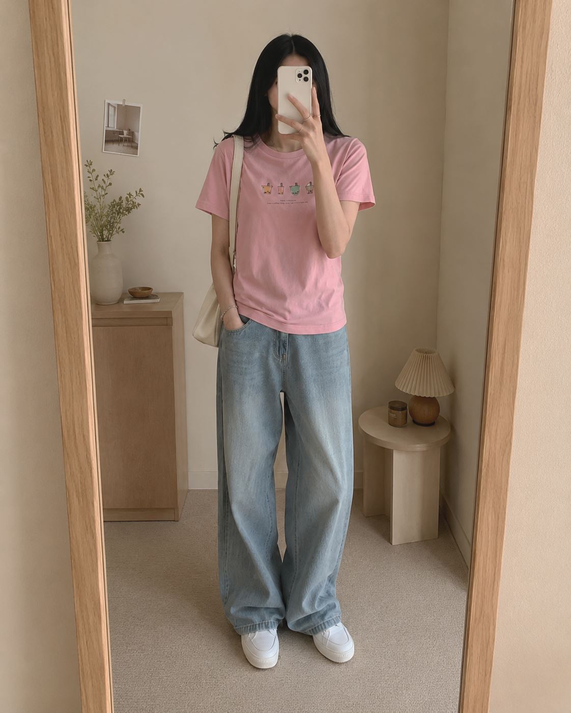 女-短袖圓領T-珍珠奶茶