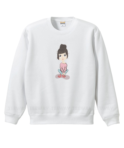 女-刷毛厚棉Tee-盤腿坐
